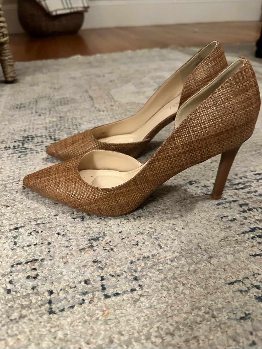 Woven Pointed Toe Nine West Pump - Brown
